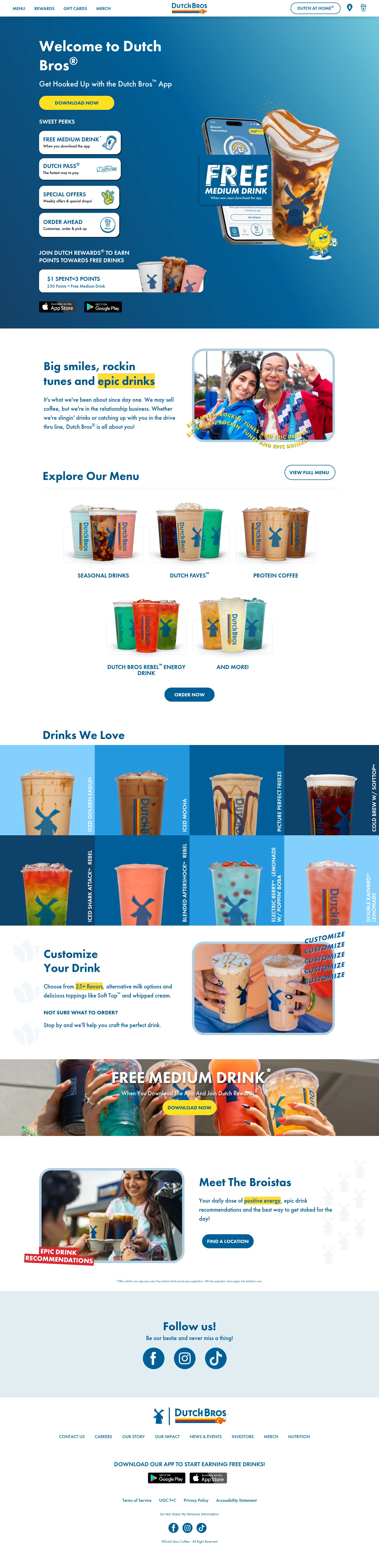 Dutch Bros Coffee landing page