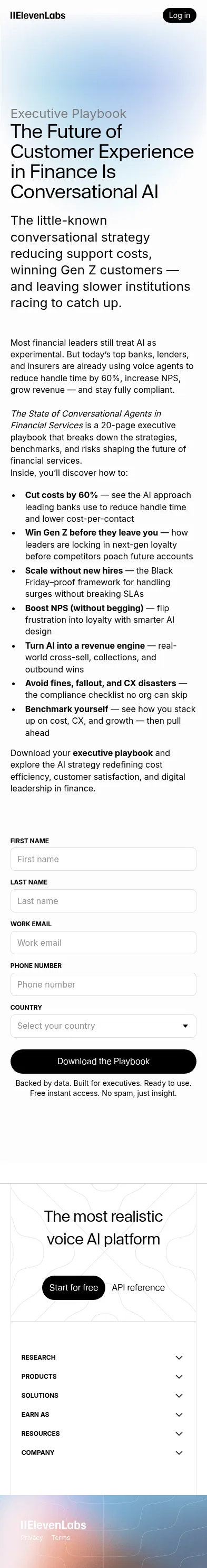 start.elevenlabs.io/w/1 on mobile, full screenshot