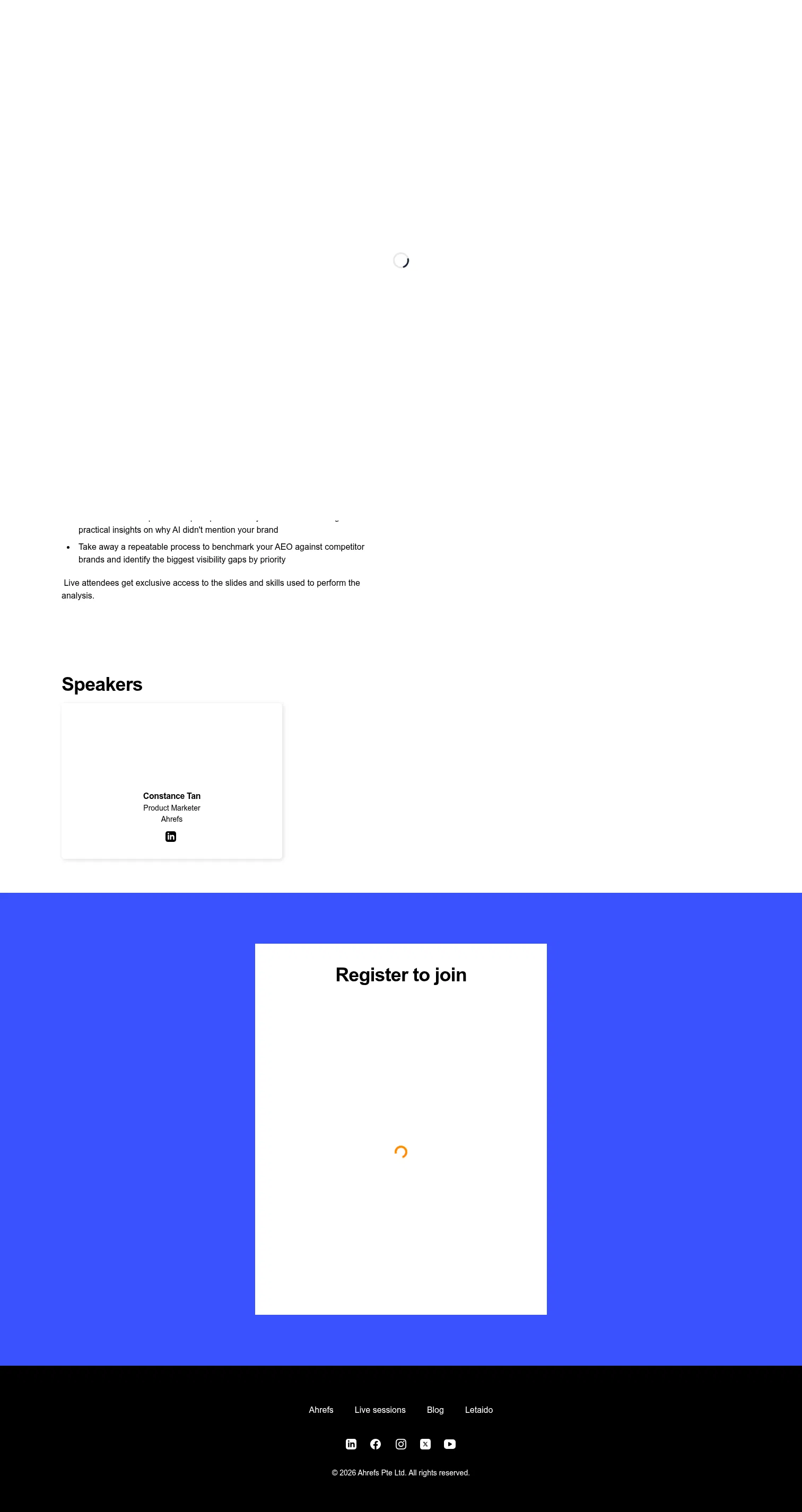 ahrefs.registration.goldcast.io/webinar/8ab03044-d27d-4e5f-8b8b-ba50e878aa7b on desktop, full screenshot