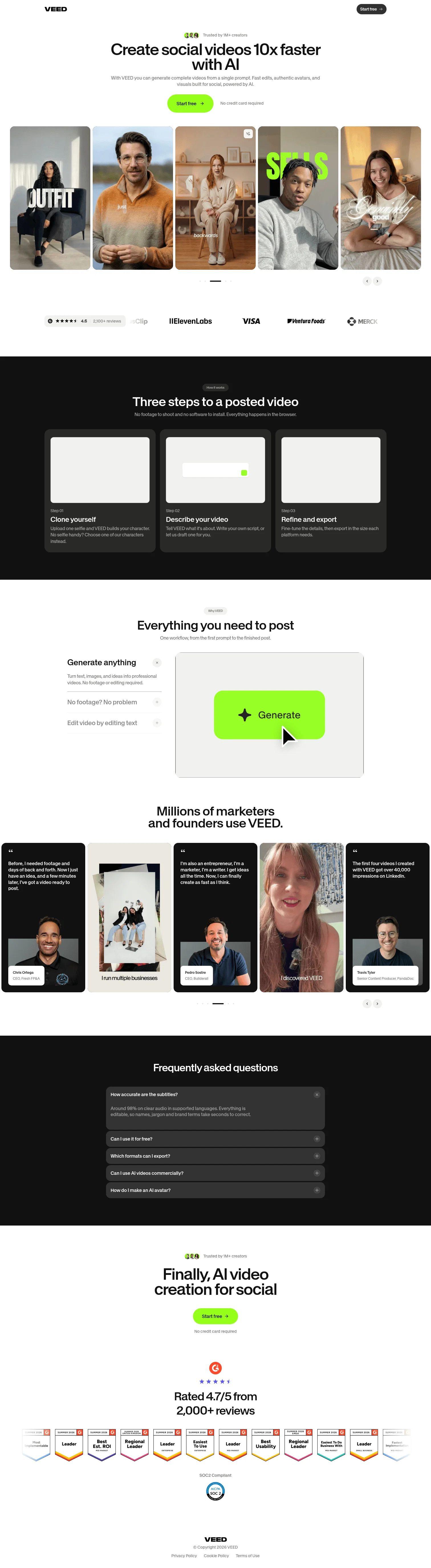 Veed landing page