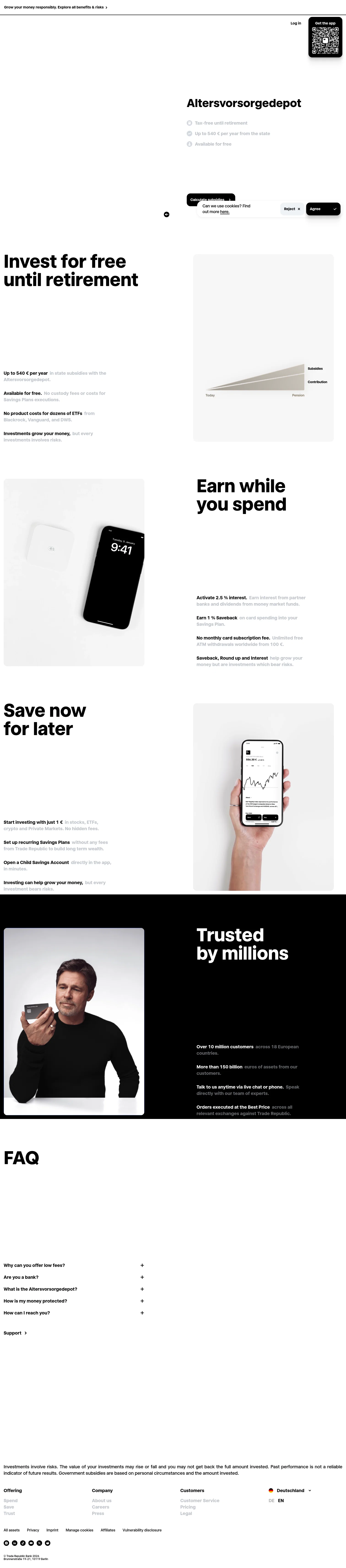 Trade Republic landing page