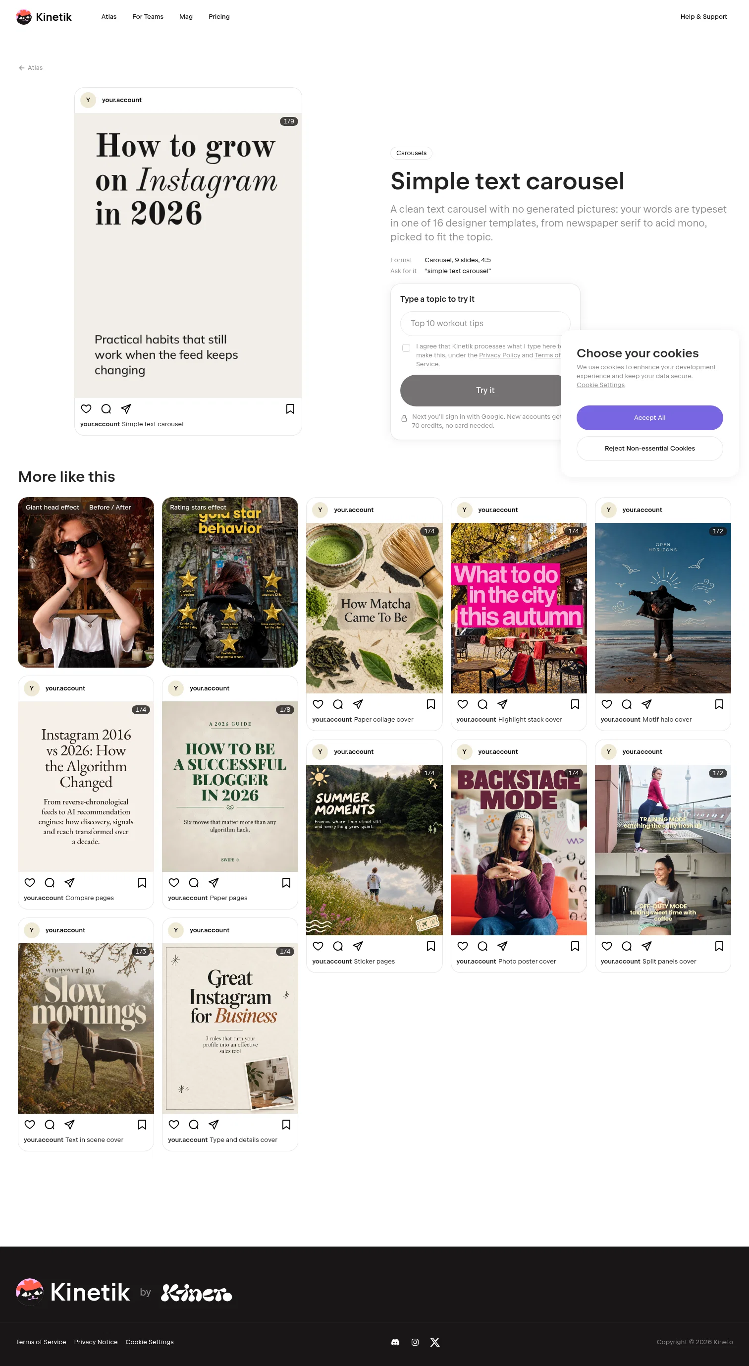 Kineto landing page