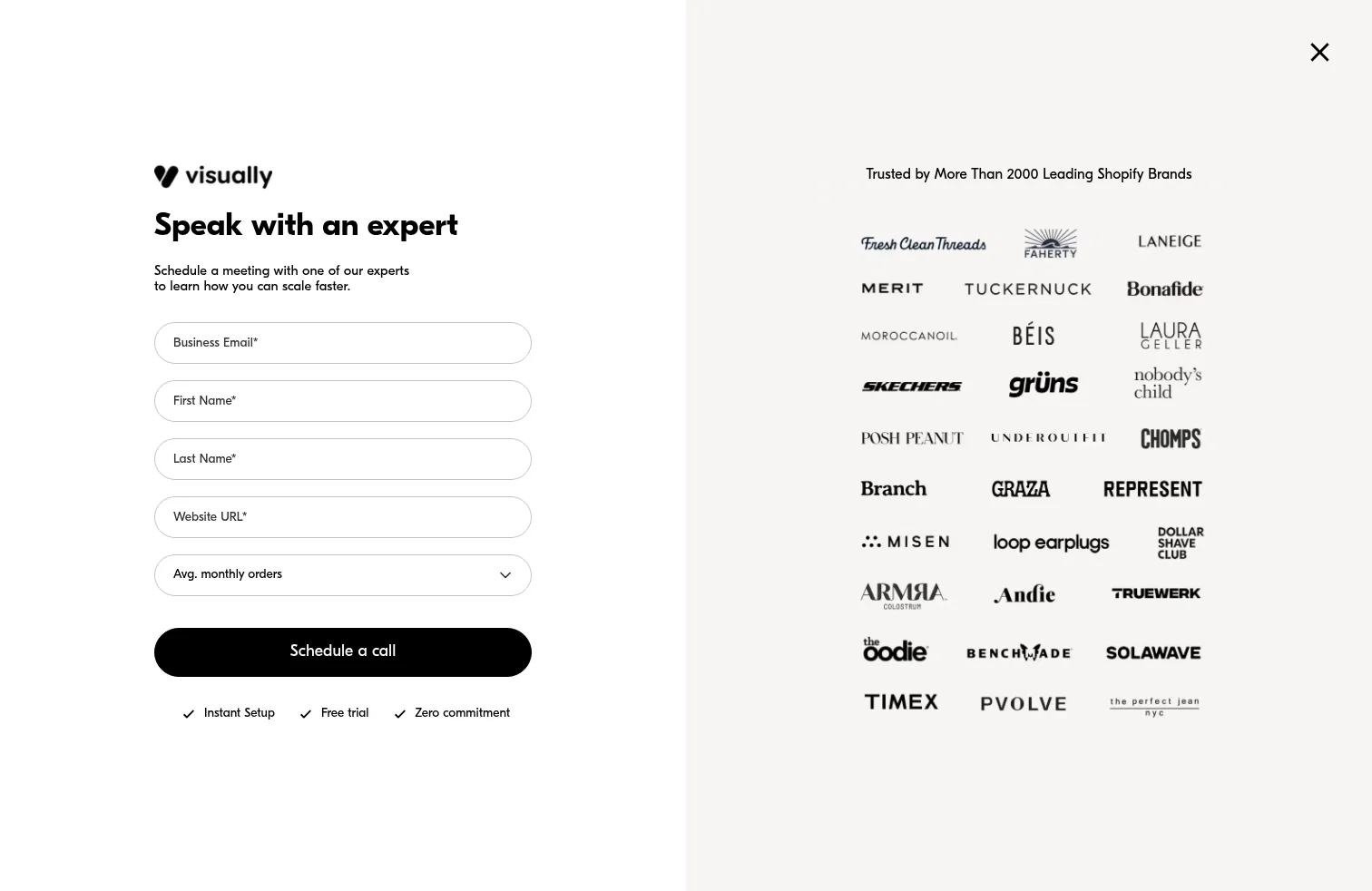 Visually.io landing page