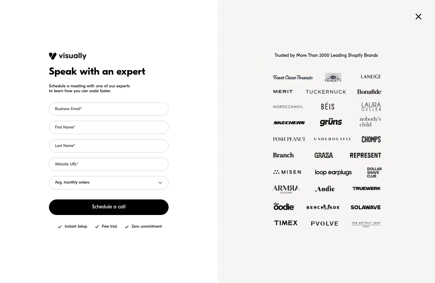 visually.io/public/talk-to-expert/index.html on desktop, full screenshot