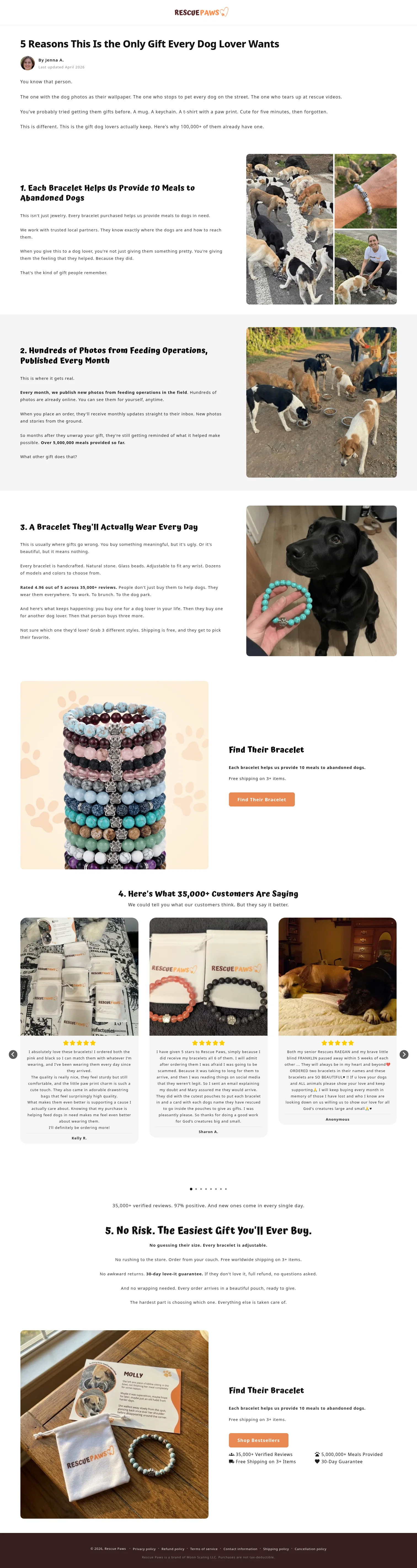 therescuepaws.com/pages/5-reasons-why-gift on desktop