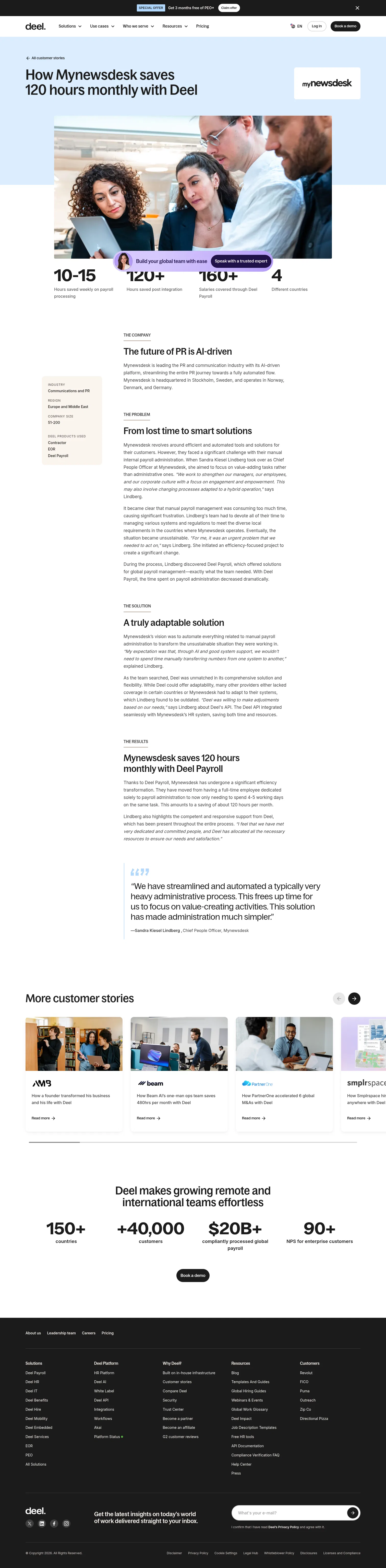deel.com/case-studies/mynewsdesk on desktop, full screenshot