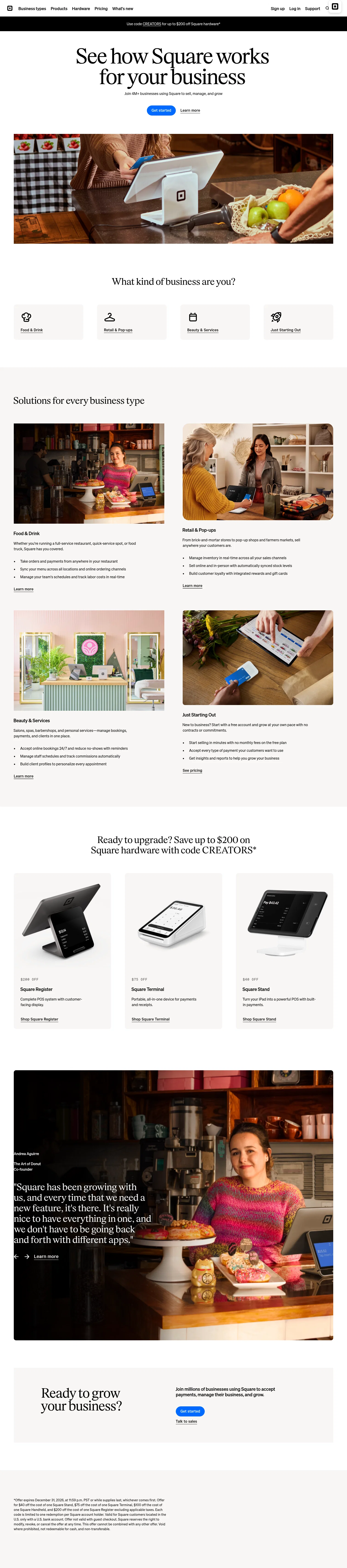 squareup.com/us/en/campaigns/creators on desktop