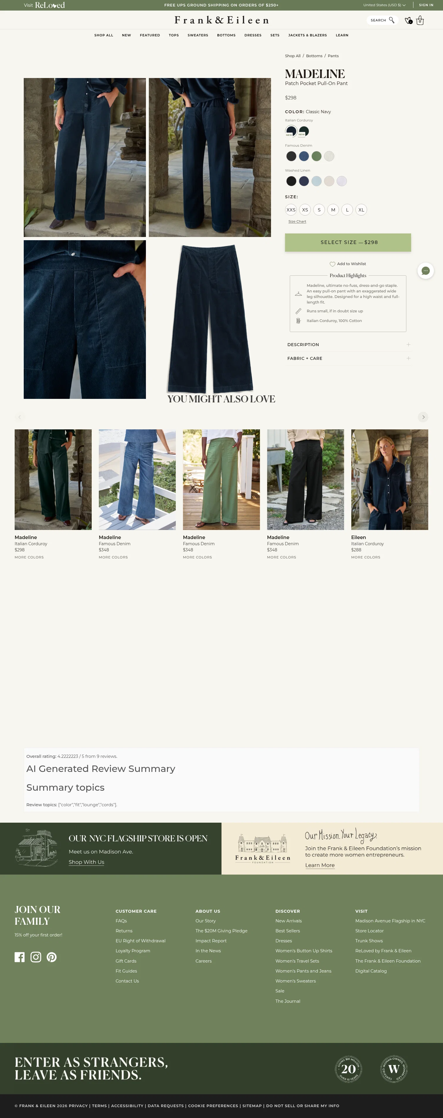 frankandeileen.com/products/madeline-classic-navy-italian-corduroy on desktop