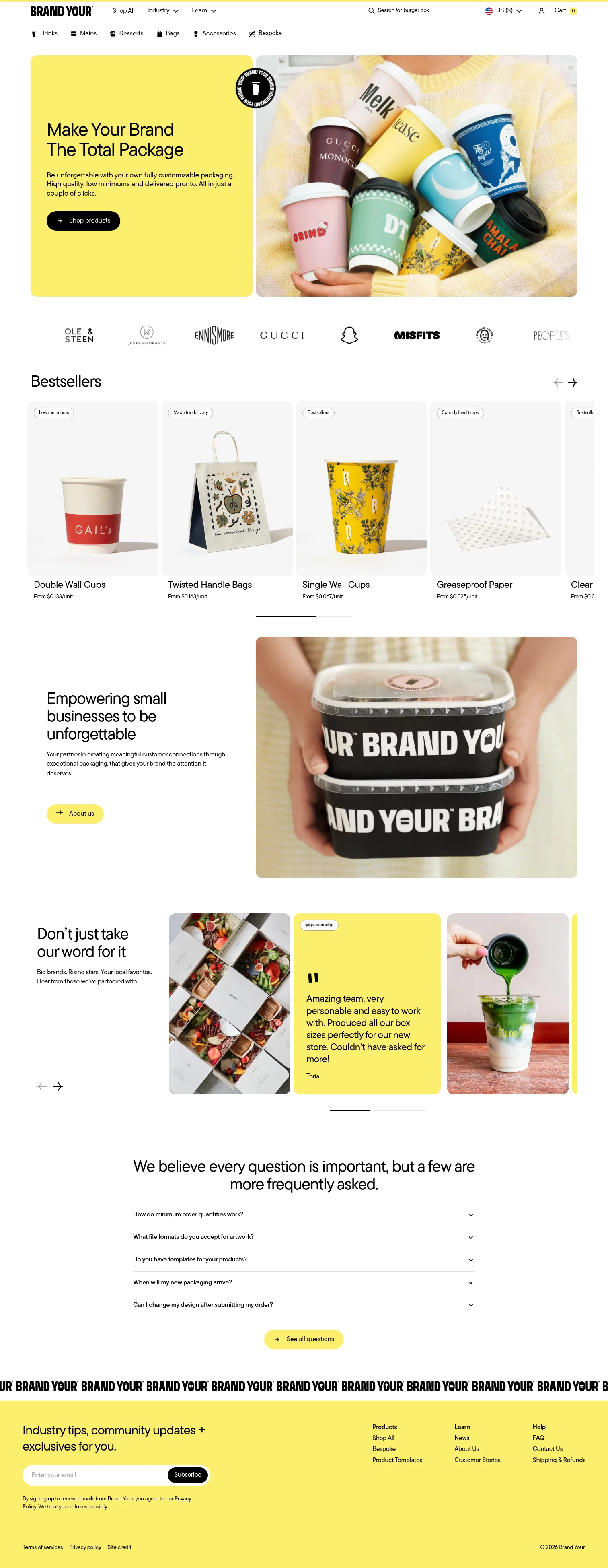 Brandyour landing page