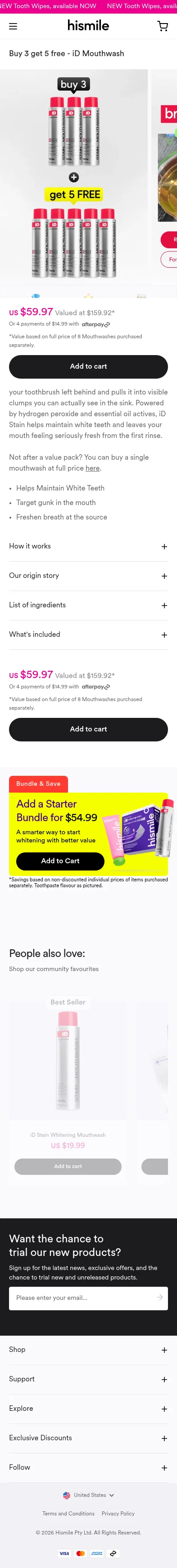 hismileteeth.com/products/buy-three-get-five-mouthwash on mobile