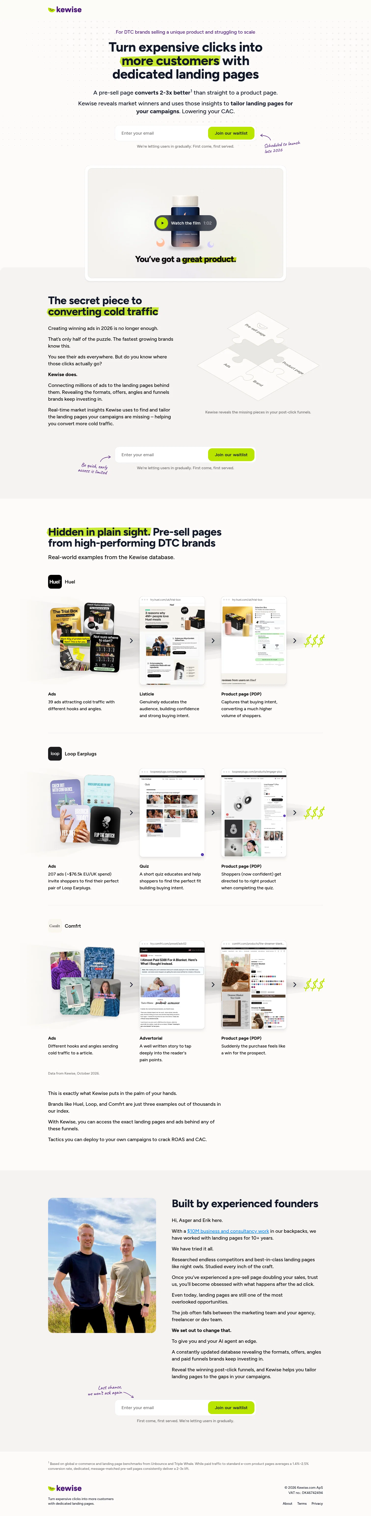 Kewise landing page