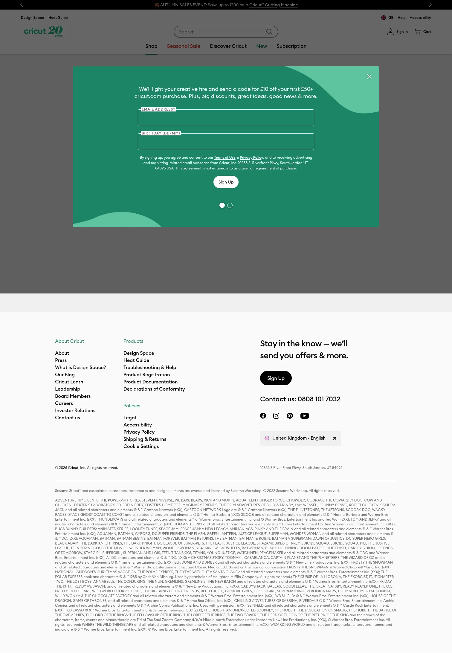 Cricut landing page
