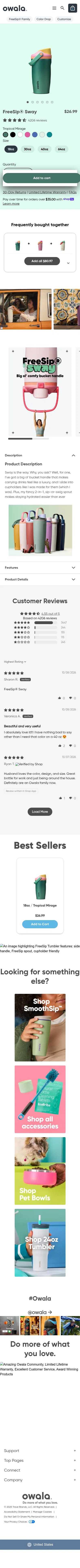 owalalife.com/products/freesip-sway on mobile, full screenshot