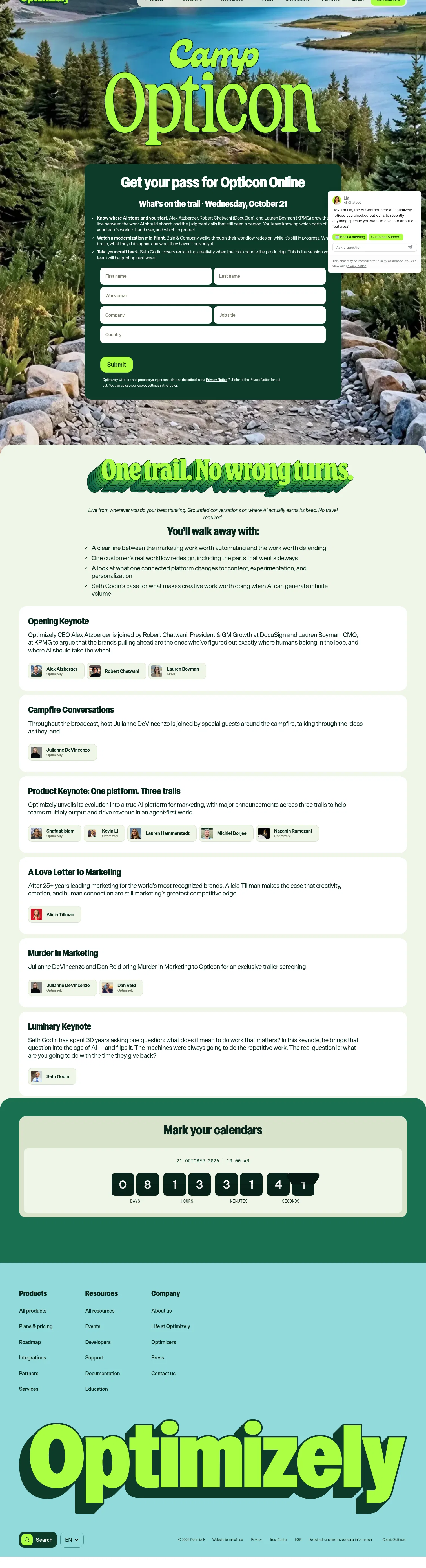 optimizely.com/opticon-online on desktop, full screenshot