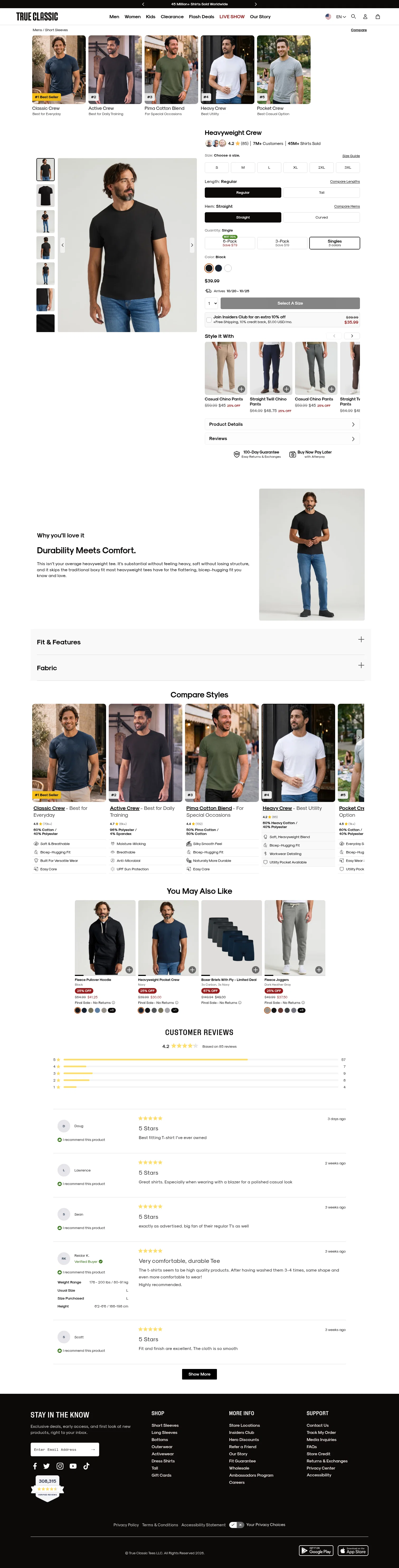 True Classic landing page