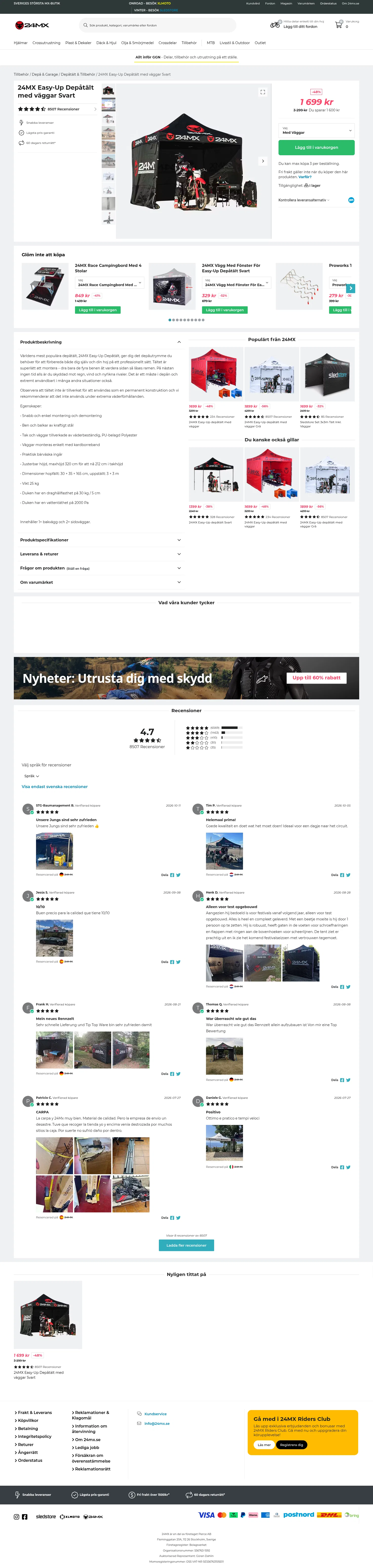 24mx.se/product/24mx-easy-up-depatalt-med-vaggar-svart_pid-21116-18WW on desktop, full screenshot