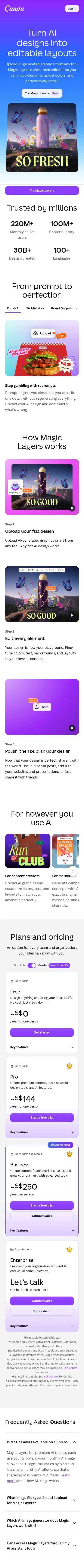 canva.com/sem/magic-layers on mobile, full screenshot