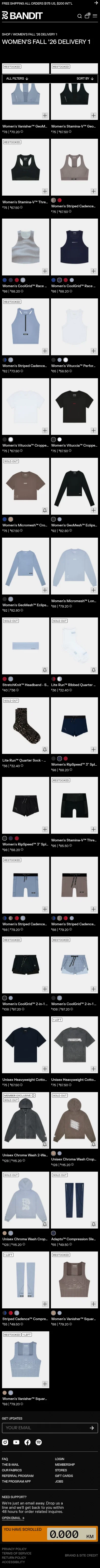 banditrunning.com/collections/fall-2026-delivery-1-womens on mobile