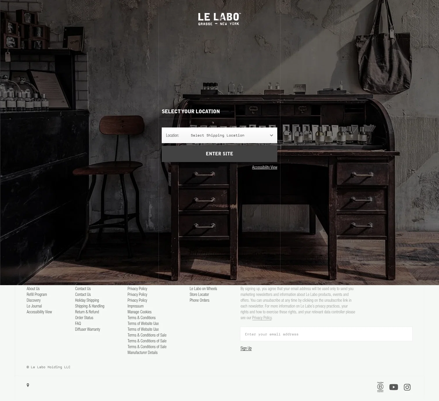 Le Labo Fragrances landing page