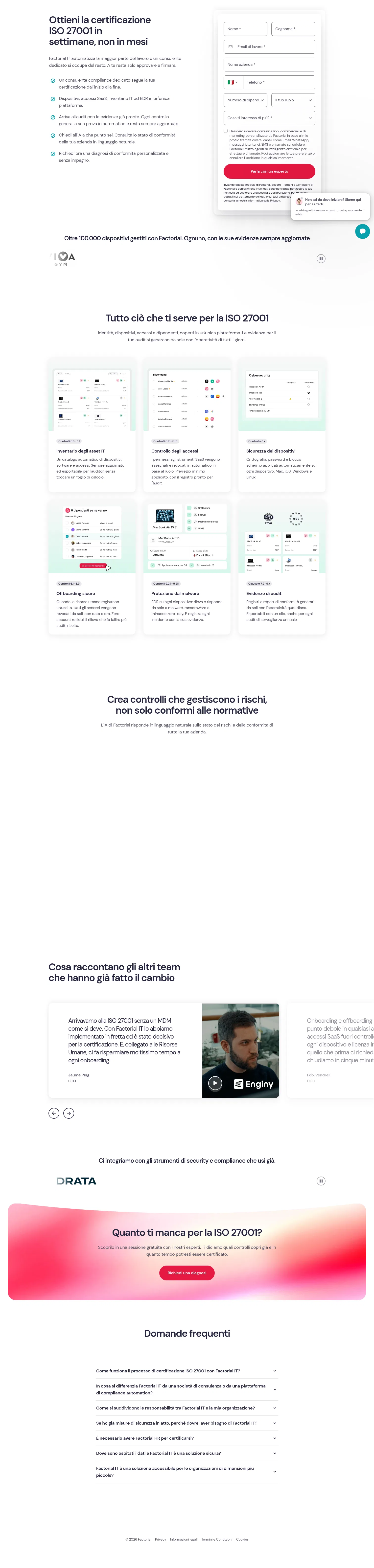 factorial.it/iso-27001 on desktop, full screenshot
