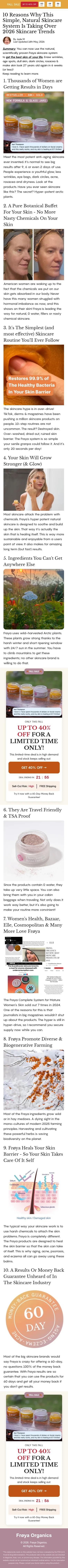 froyaorganics.com/pages/10-reason-why-aging on mobile, full screenshot