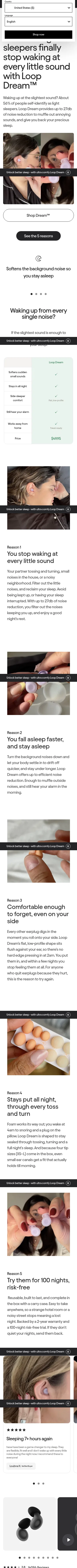 loopearplugs.com/pages/5reasonswhy-lightsleepers on mobile, full screenshot