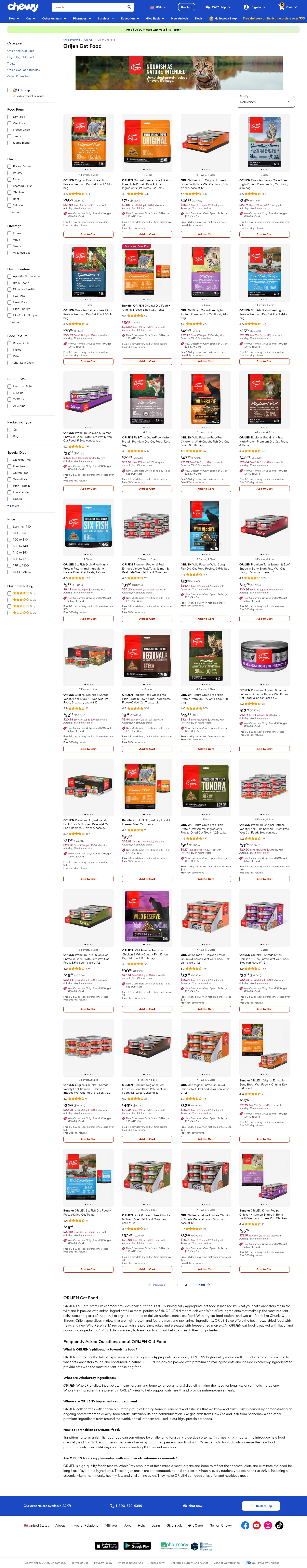 chewy.com/brands/orijen-cat-food-13683 on desktop, full screenshot
