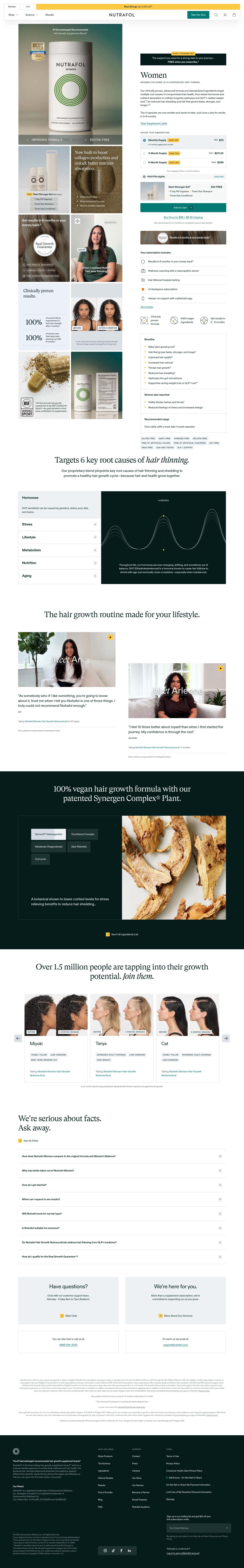 nutrafol.com/hair/women/product/core/women-advanced on desktop, full screenshot