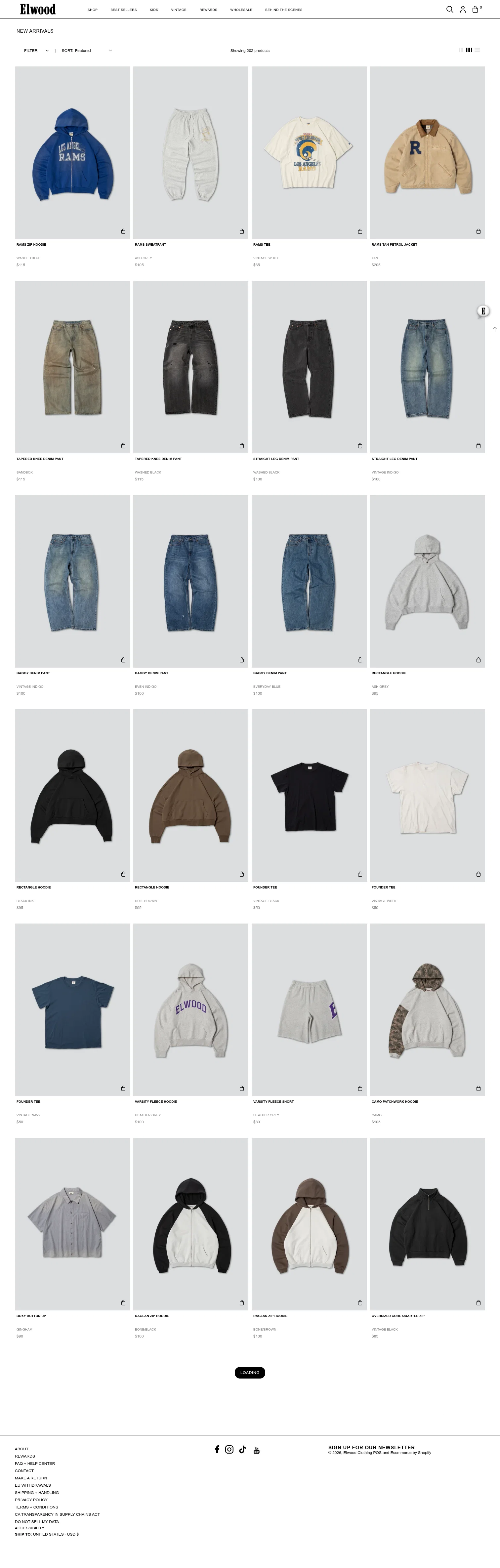 Elwood Clothing landing page