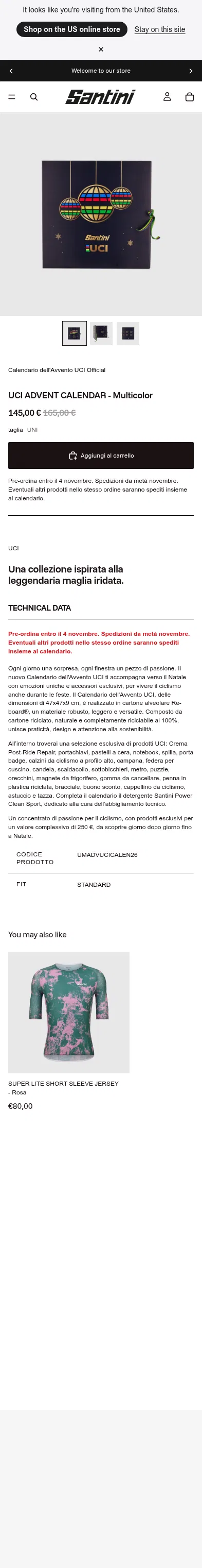 santinicycling.com/products/uci-advent-calendar-multicolor-umadvucicalen26-mc on mobile, full screenshot