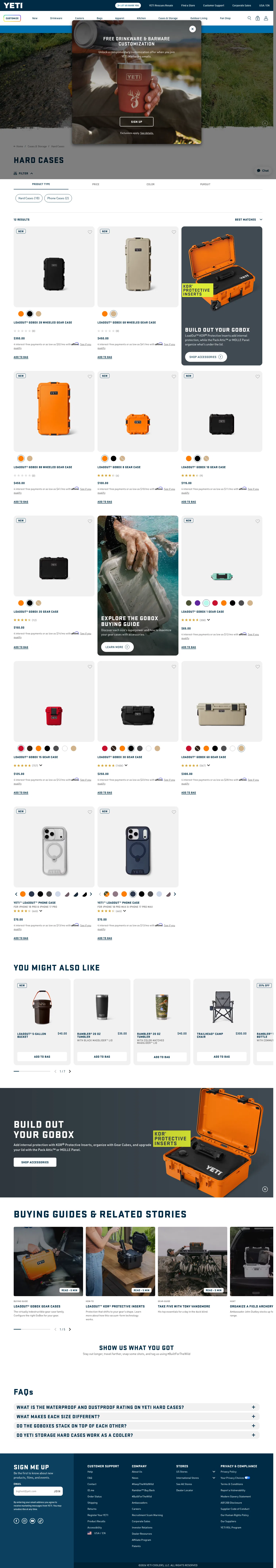 yeti.com/cases-and-storage/hard-cases on desktop, full screenshot