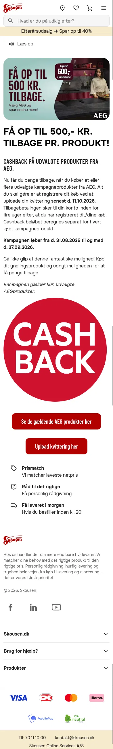skousen.dk/pb/aeg-cashback on mobile, full screenshot