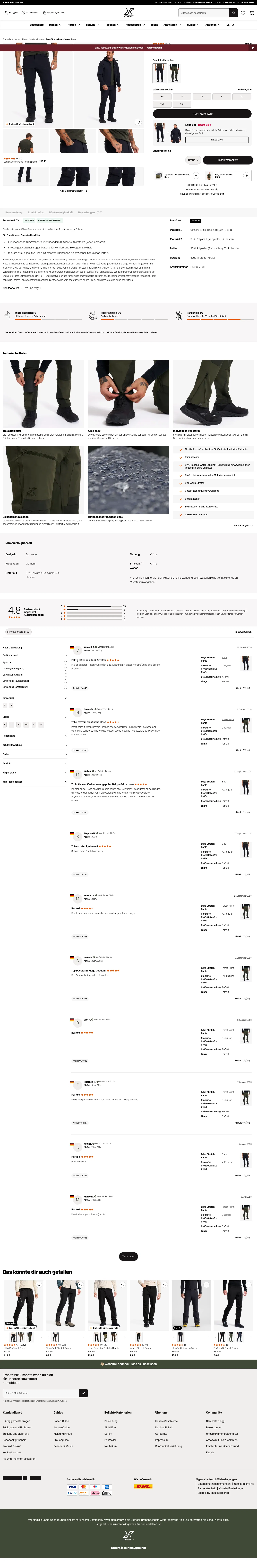 revolutionrace.de/herren/hosen/softshellhosen/edge-stretch-pants-men on desktop, full screenshot