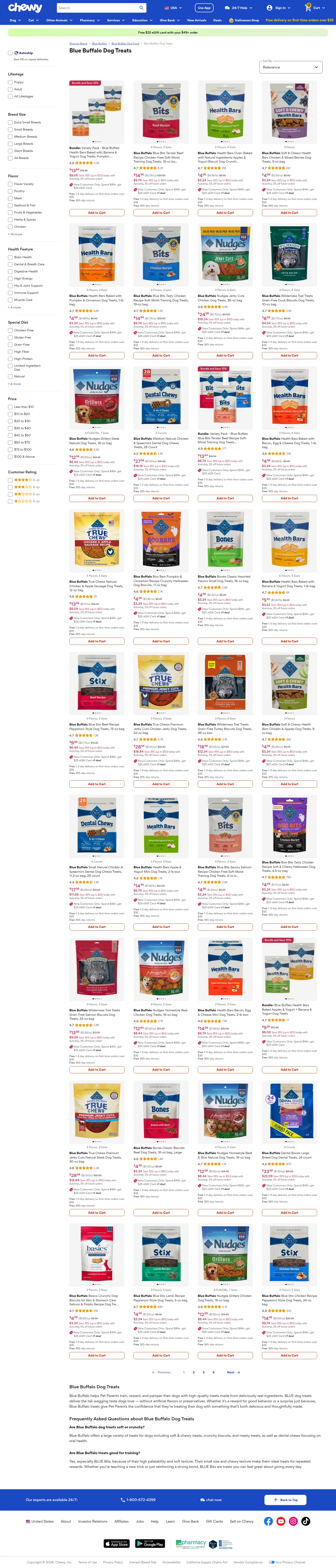 chewy.com/brands/blue-buffalo-dog-treats-158462 on desktop, full screenshot