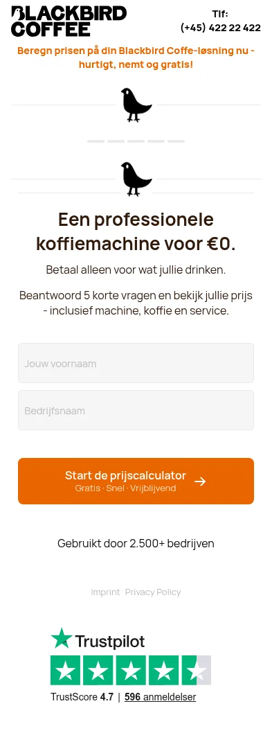 blackbirdcoffee.dk/calculator-nl on mobile