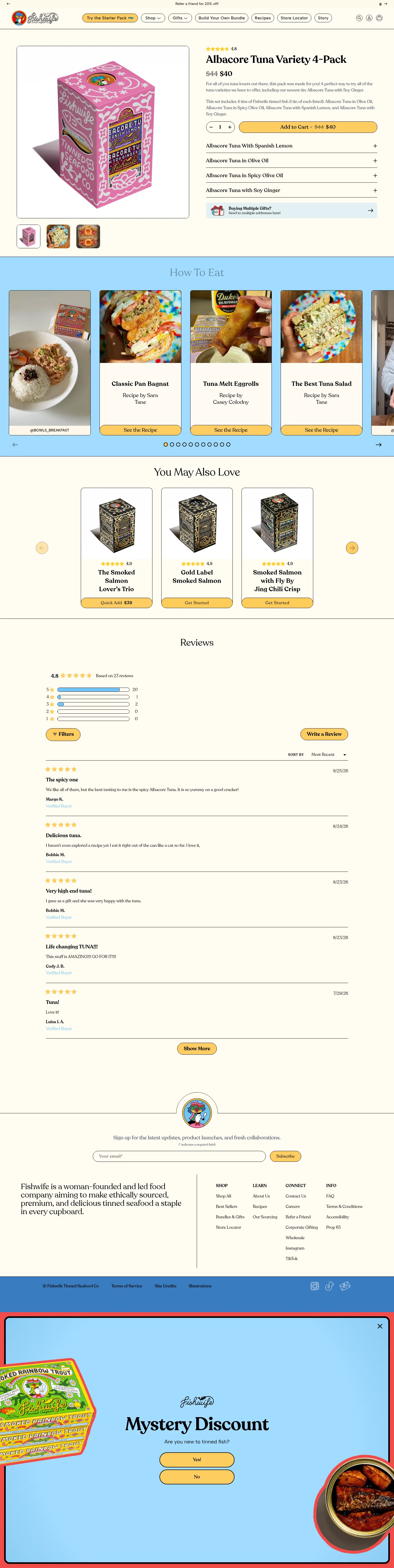 eatfishwife.com/products/tuna-variety-four-pack on desktop, full screenshot
