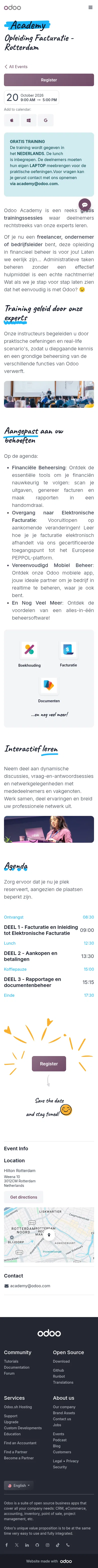 odoo.com/event/opleiding-facturatie-rotterdam-11982/register on mobile, full screenshot