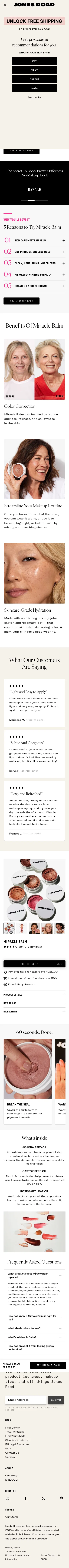 jonesroadbeauty.com/pages/miraclebalmthesecretthv2-gwp2-more-better-beauty-products-nosub on mobile, full screenshot
