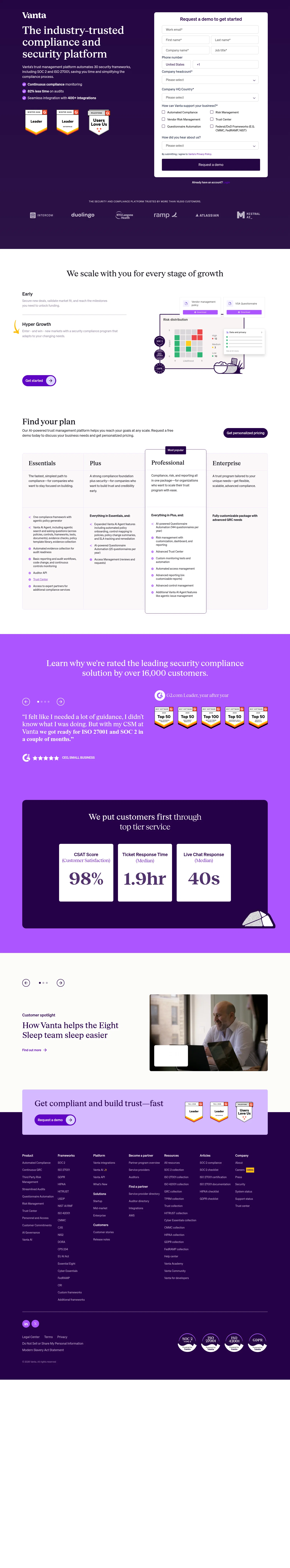 vanta.com/lp/demo-meta on desktop