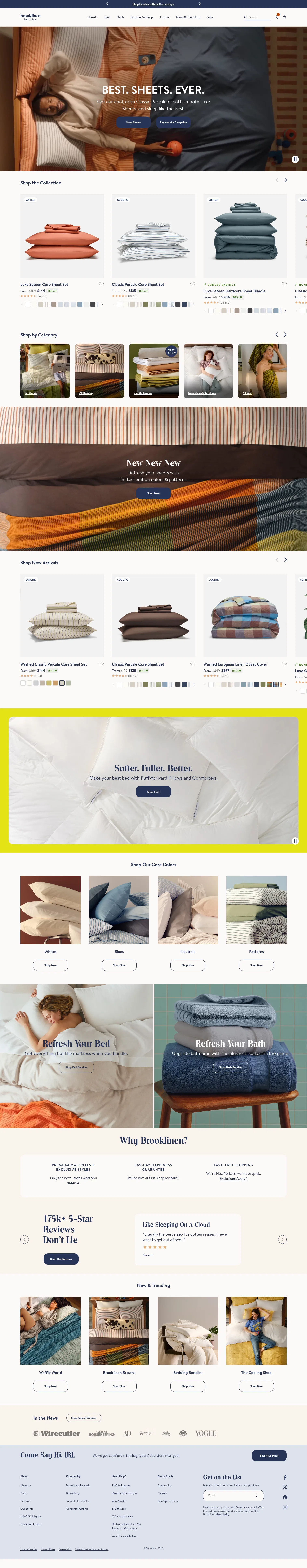 brooklinen.com on desktop, full screenshot