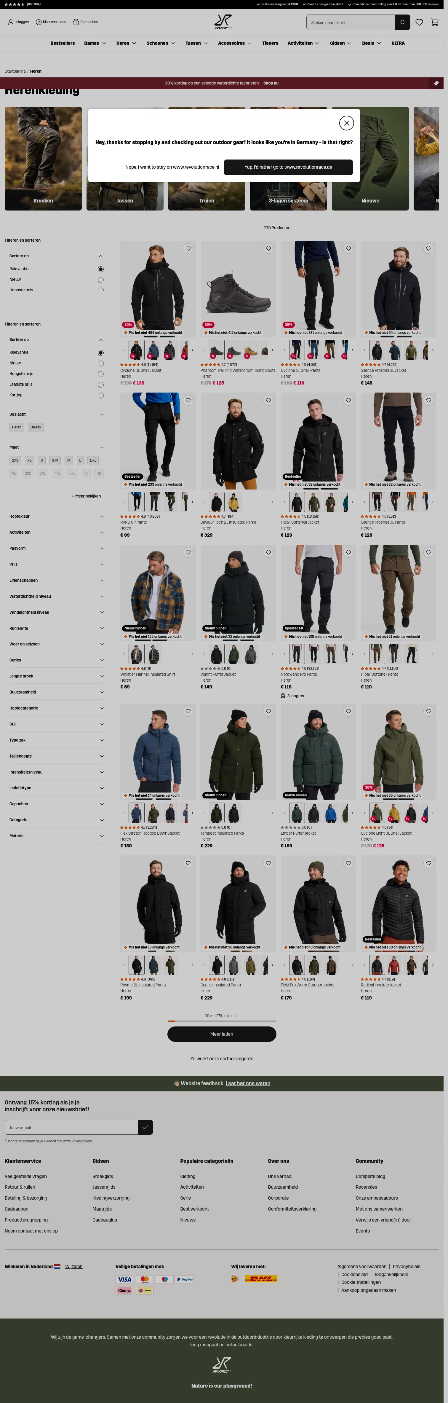 revolutionrace.nl/heren on desktop, full screenshot