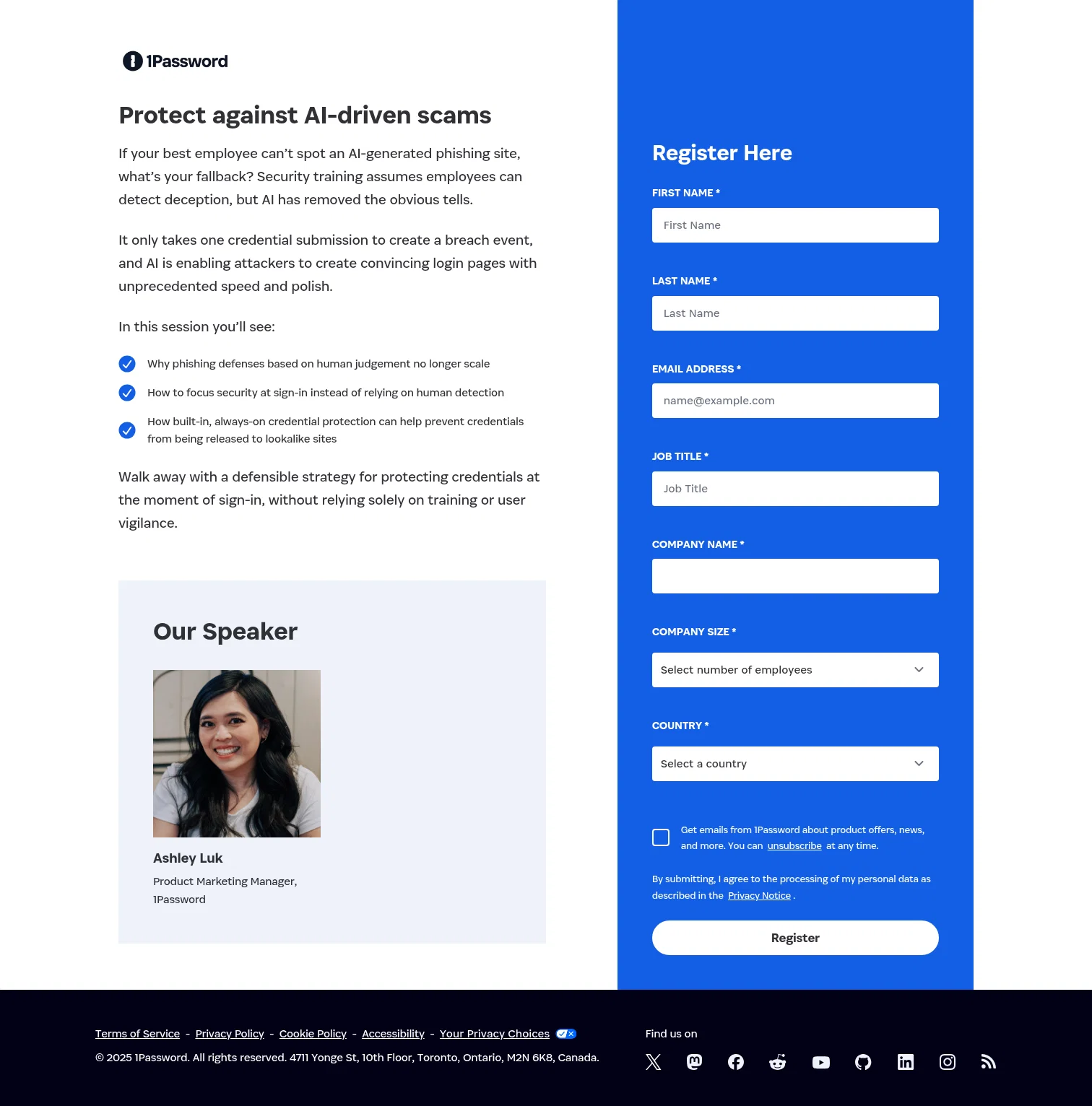1Password landing page