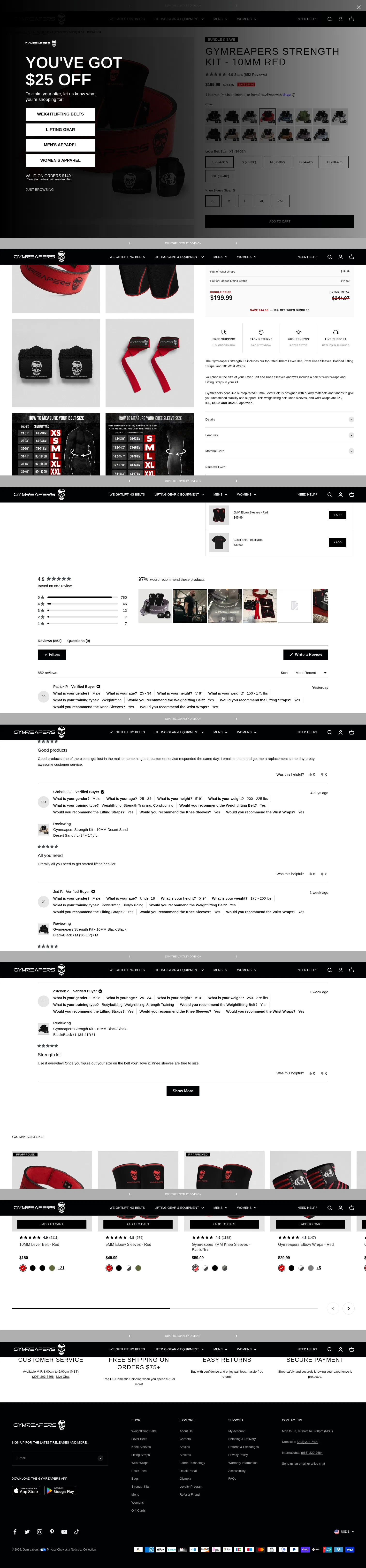gymreapers.com/products/strength-kit-red on desktop, full screenshot