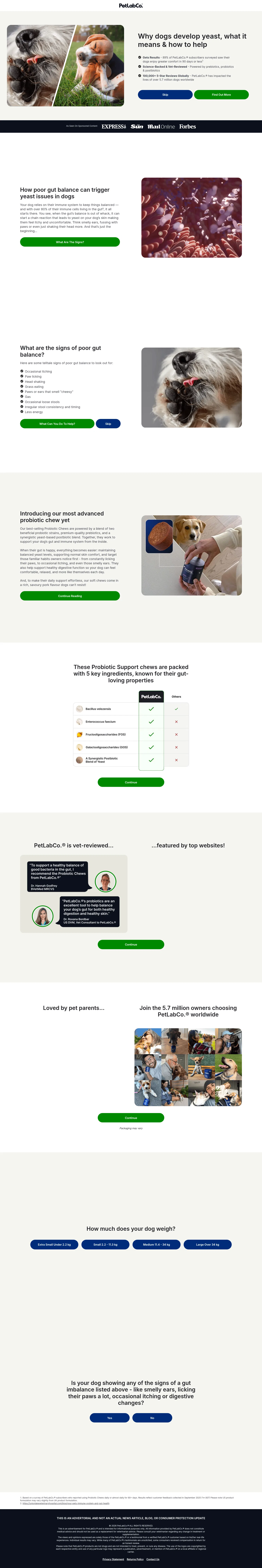 campaigns.petlabco.co.uk/pbc_quizw_uk_yeast on desktop, full screenshot