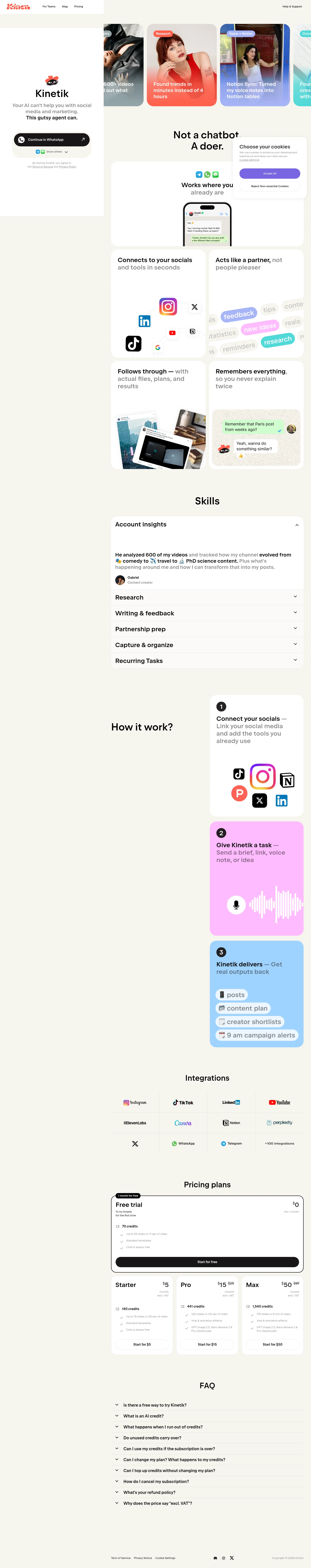 Kineto landing page