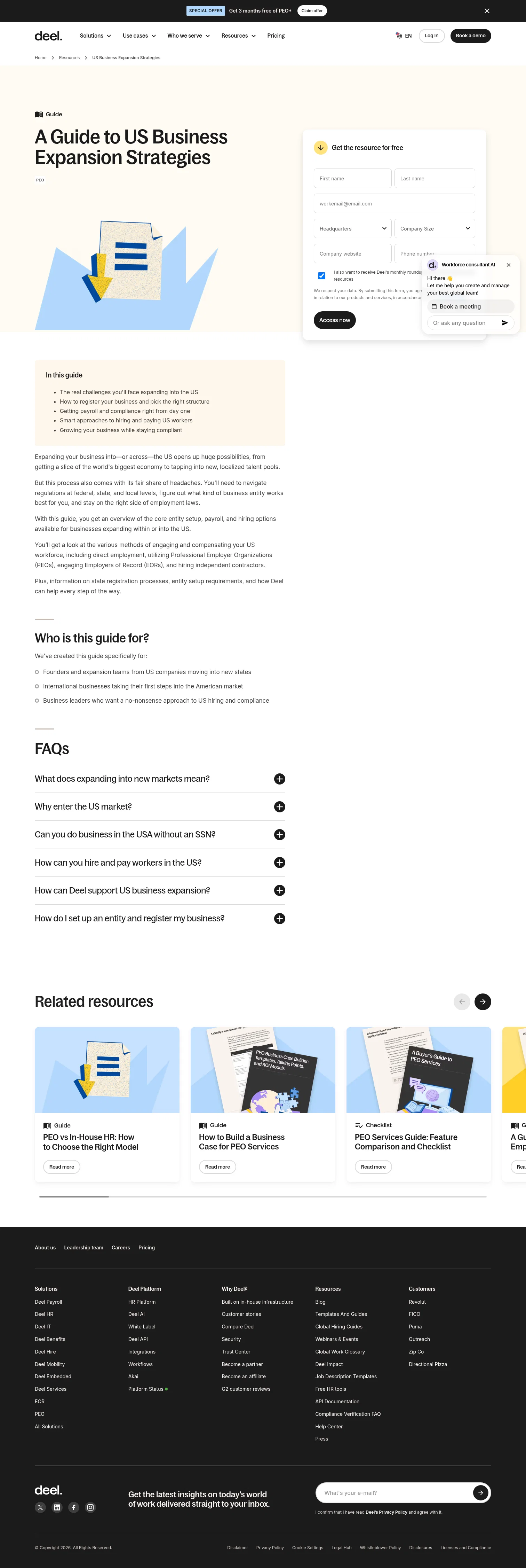 Deel landing page