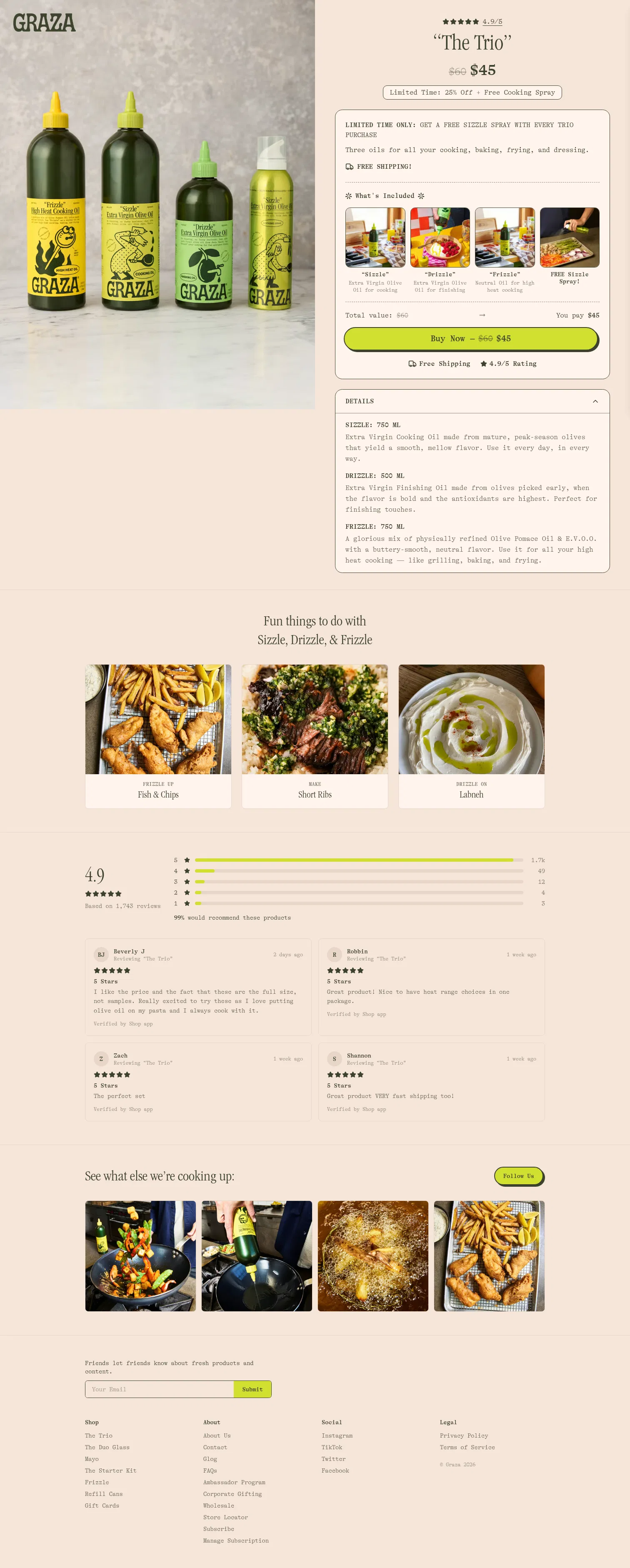 shop.graza.co/the-trio on desktop, full screenshot