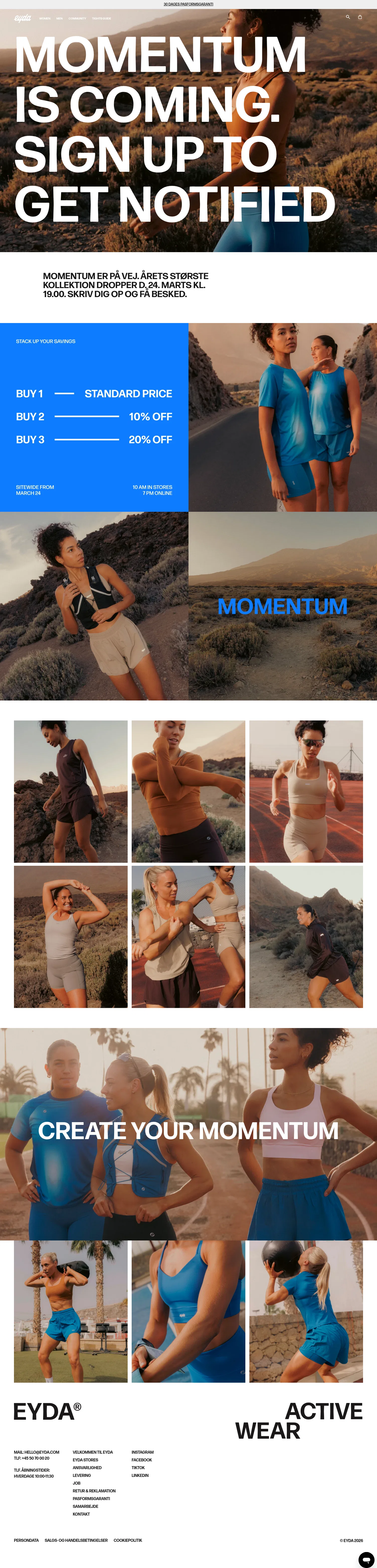 eyda.dk/pages/summer-collection-coming-soon on desktop, full screenshot