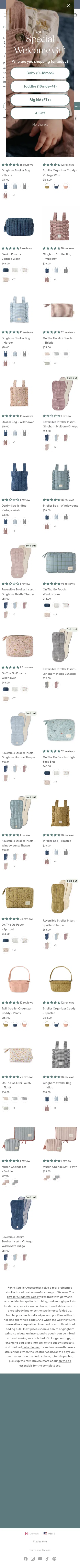 pehr.com/collections/stroller-accessories-collection on mobile, full screenshot