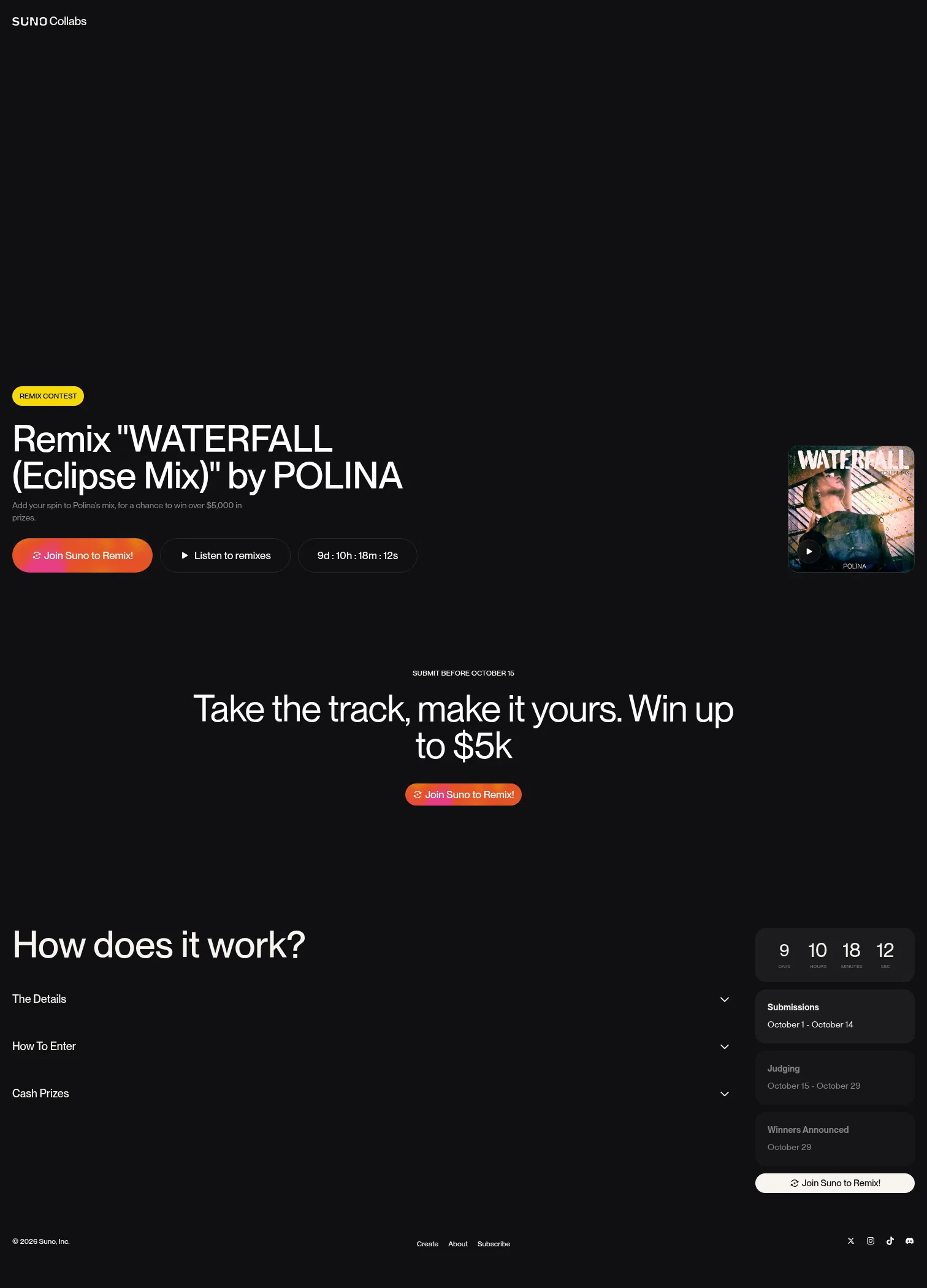 suno.com/collab/polina on desktop, full screenshot